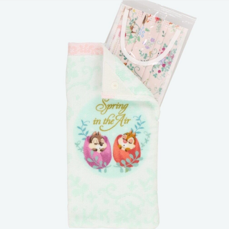 Tokyo C&D Spring in the Air Collection Towel Pouch & Mask Set 东京迪士尼 奇奇和蒂蒂 空气中的春天系列毛巾袋&口罩套装