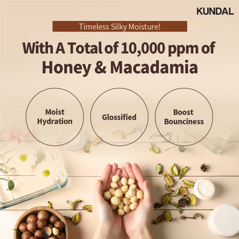 KUNDAL Honey & Macadamia White Musk Shampoo 昆黛尔 蜂蜜&澳大利亚坚果白麝香洗发水 500ml
