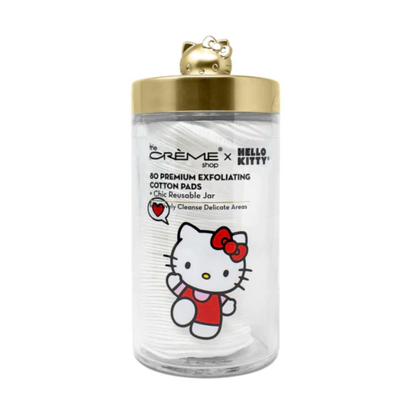THE CREME SHOP HK Chic Reusable Jar Premium Exfoliating Cotton Pads 80pcs THE CREME SHOP x 凯蒂猫 优质去角质化妆棉罐 80枚