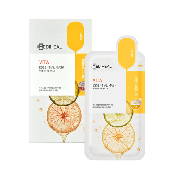 MEDIHEAL Vita Essential Mask (Sheet/Box)  美迪惠尔 维他命亮白面膜 (片装/盒装)