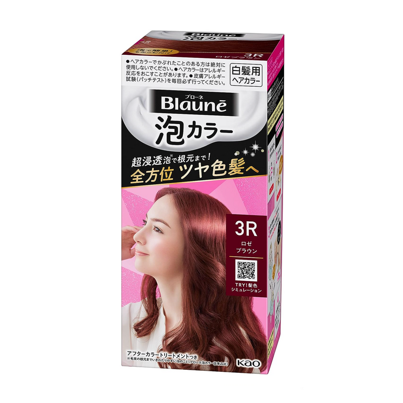 Kao Blaune Bubble Hair Dye (3R Rose Brown) 花王白发专用 纯植物温和泡泡染发剂 (3R 玫瑰棕) 108ml