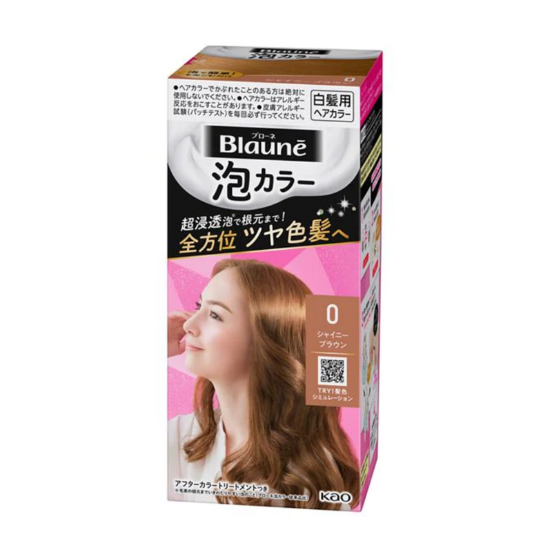 Kao Blaune Bubble Hair Dye (0 Shiny Brown) 花王白发专用 纯植物温和泡泡染发剂 (0 闪亮棕) 108ml