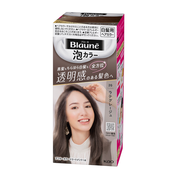 Kao Blaune Transpare Bubble Hair Dye (2G Latte Greige) 花王 白发专用 透明感系列泡泡染发剂 (2G 火山灰) 108ml