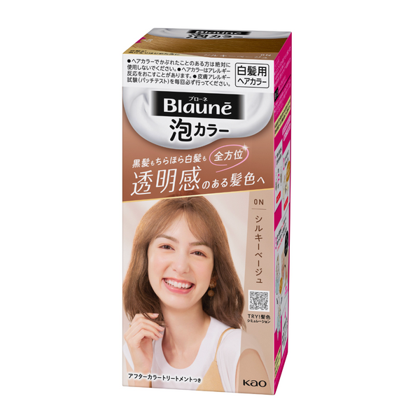 Kao Blaune Transpare Bubble Hair Dye (0N Silky Beige) 花王 白发专用 透明感系列泡泡染发剂 (0N 丝滑米色) 108ml