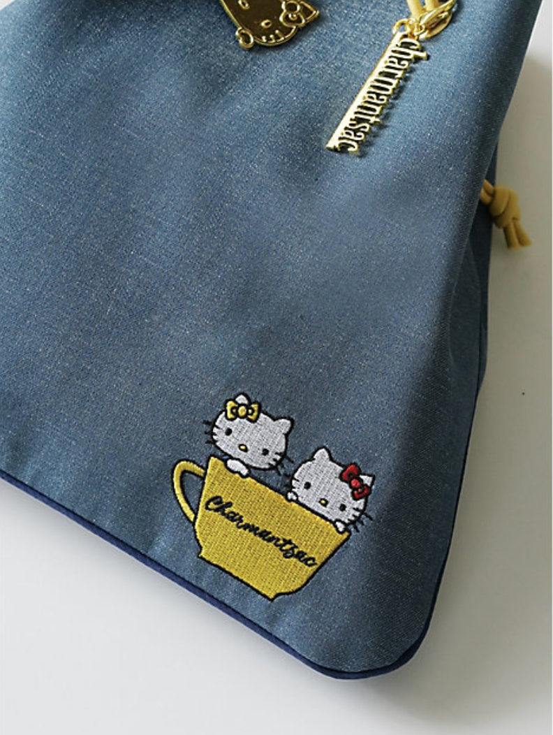 Charmant Sac Denim Drawstring Tweed Bag (HK) 日本Charmant Sac  X 三丽鸥 牛仔束口包 (凯蒂猫)
