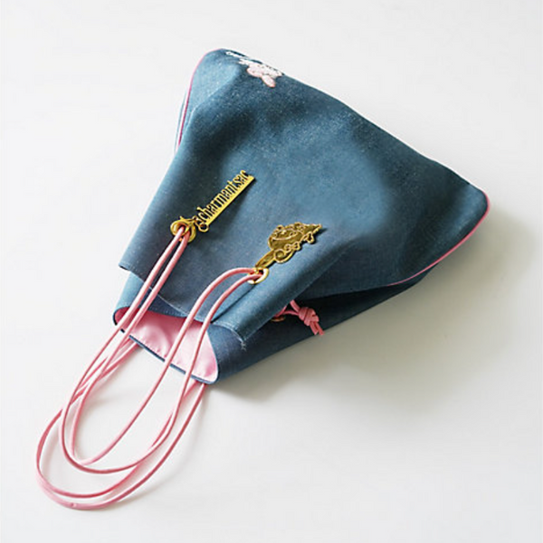 [PRE-ORDER] Charmant Sac Denim Drawstring Tweed Bag (MELODY) [预售] 日本Charmant Sac  X 三丽鸥 牛仔束口包 (美乐蒂)