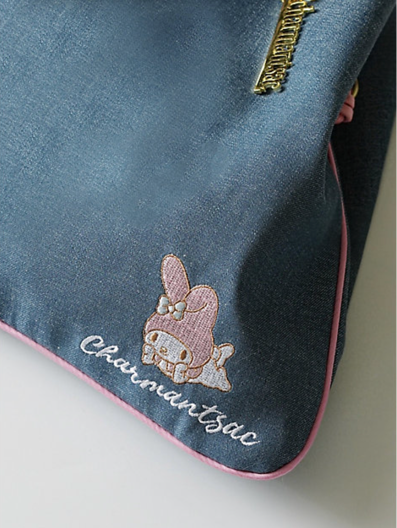 Charmant Sac Denim Drawstring Tweed Bag (MELODY) 日本Charmant Sac  X 三丽鸥 牛仔束口包 (美乐蒂)
