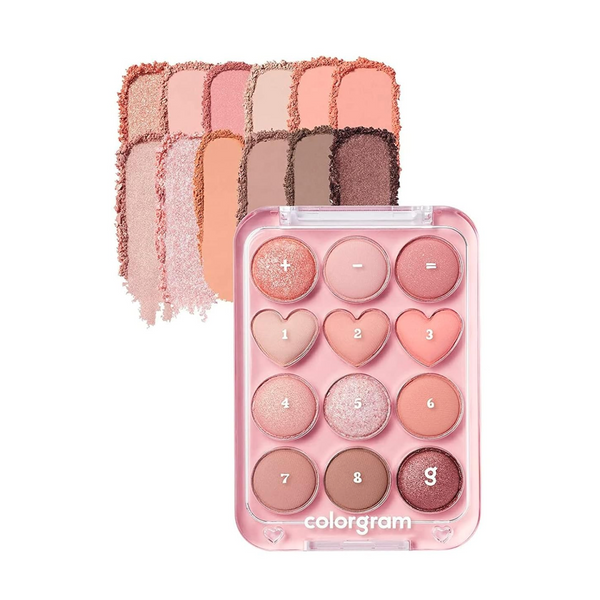 Colorgram Pin Point Eyeshadow Palette 01 Peach Coral 韩国Colorgram 爱心12色眼影盘 01 蜜桃珊瑚 9.9g