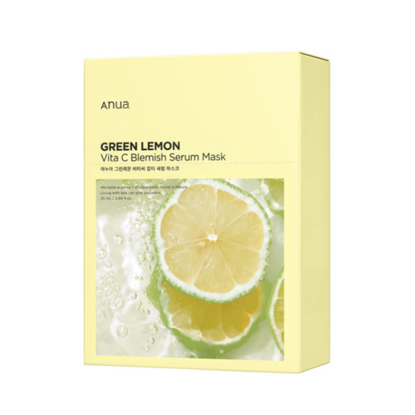 Anua Green Lemon Vita C Blemish Serum Mask 10 Pcs/Box 韩国ANUA 绿柠檬维他C淡斑精华面膜 10片/盒