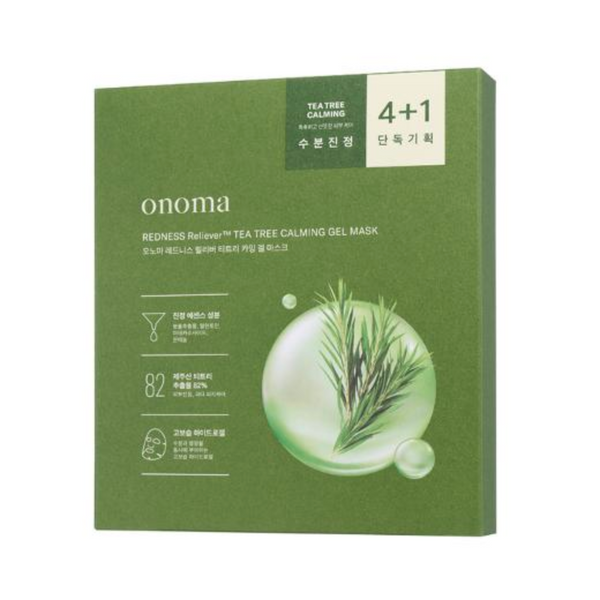 ONOMA Redness Reliever Tea Tree Calming Gel Mask 5pcs/box 韩国ONOMA 镇静能量茶树舒缓凝胶面膜 5片/盒