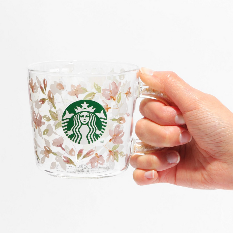 Starbucks Japan 2024 Cherry Blossom Collection Phase 2 Shell Handle Heat-Resistant Glass Mug 日本星巴克 2024樱花系列 贝壳手柄耐热玻璃杯 355ml