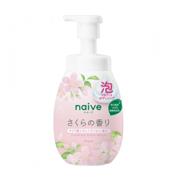 Kracie Naive Body Foaming Body Wash (Sakura)  嘉娜宝 Naive 氨基酸保湿泡沫沐浴乳 (樱花精华) 600ml