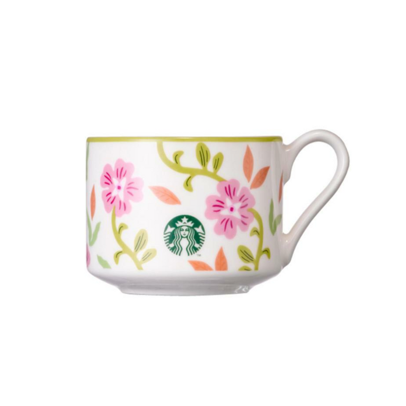 Starbucks Korean Say Thanks Collection Thanks Pink Flower Mug Saucer Set 韩国星巴克 感谢系列 感谢粉红花马克杯 260ml