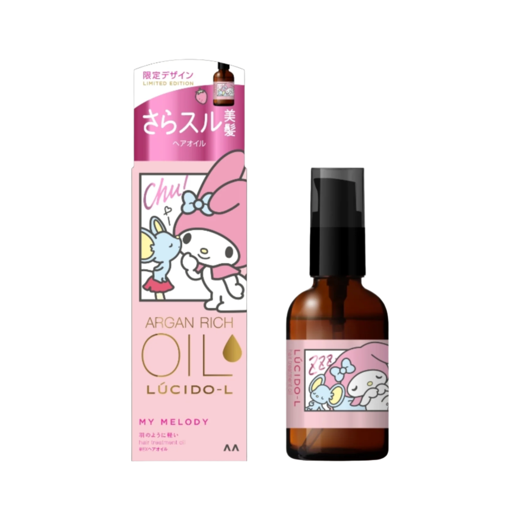Mandom LUCIDO-L X Sanrio Oil Treatment EX Hair Oil Special Design (My Melody) 乐丝朵-L x 三丽鸥 摩洛哥护发精华油 (美乐蒂) 60ml