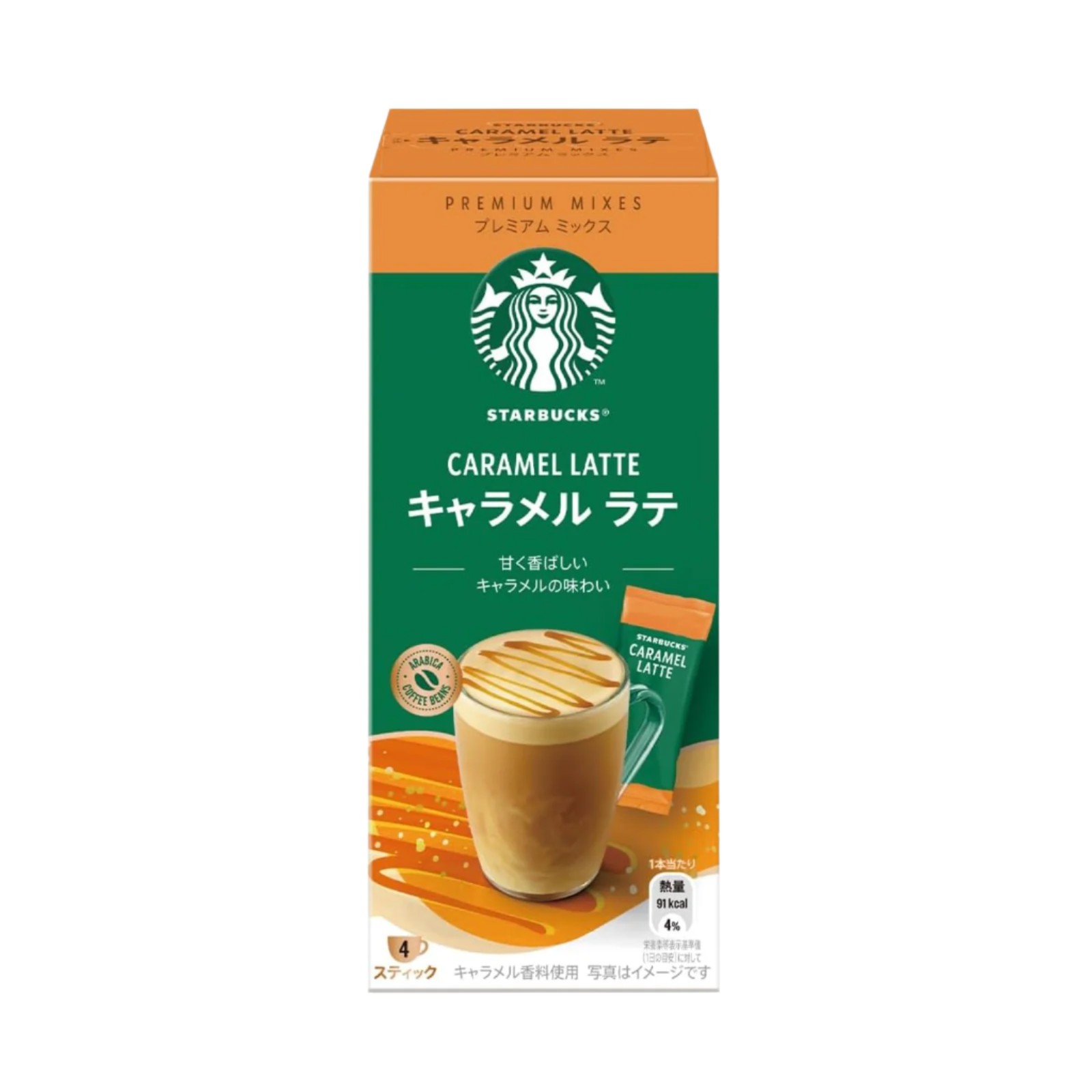STARBUCK Premium Mix Caramel Latte 4pcs/box 日本星巴克 焦糖拿铁速溶咖啡 4条/盒