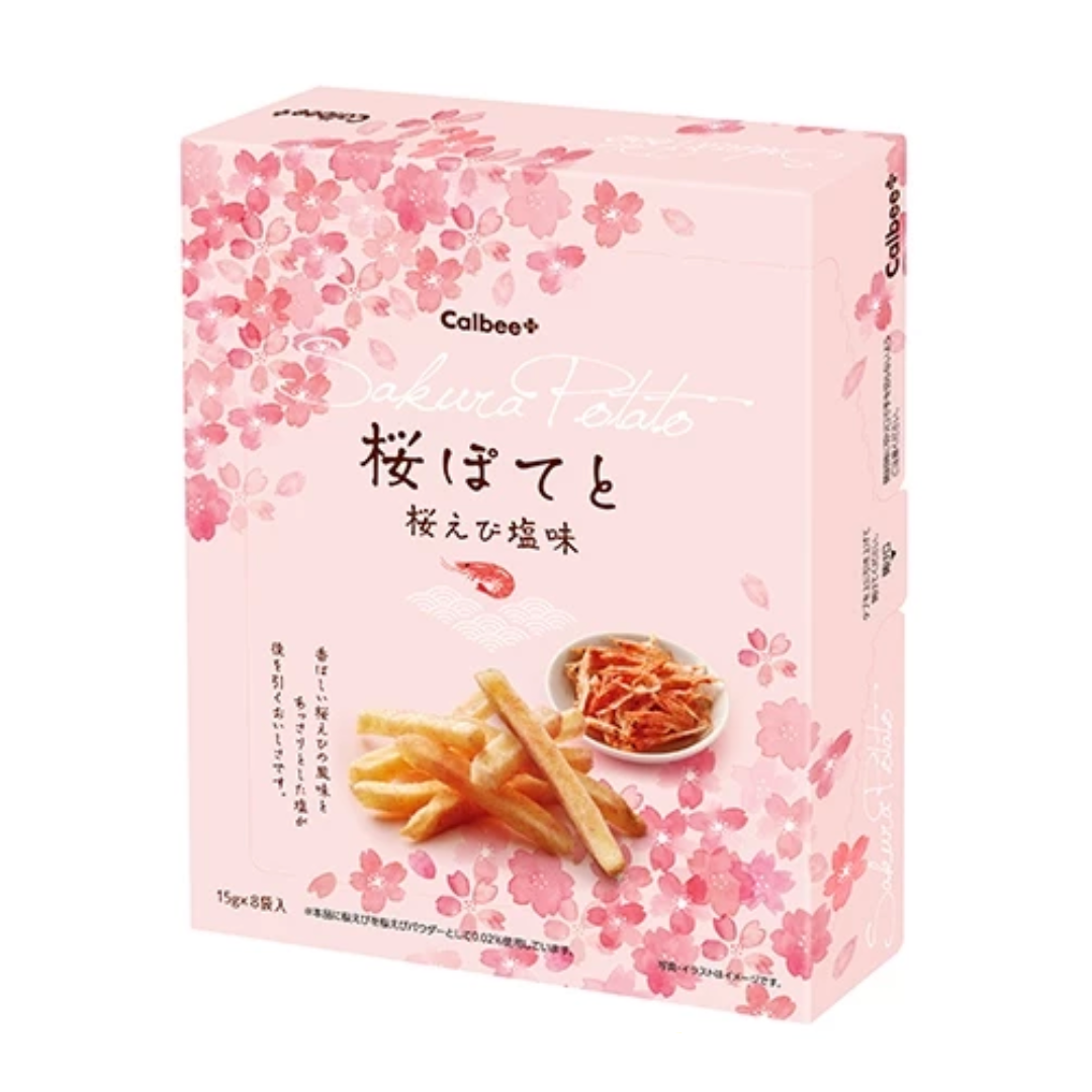 Calbee Sakura Potato Sakura Shrimp Salt Flavor 8pcks/box 卡乐比 薯条三兄弟 春季限定樱花虾盐味薯条 8袋/盒
