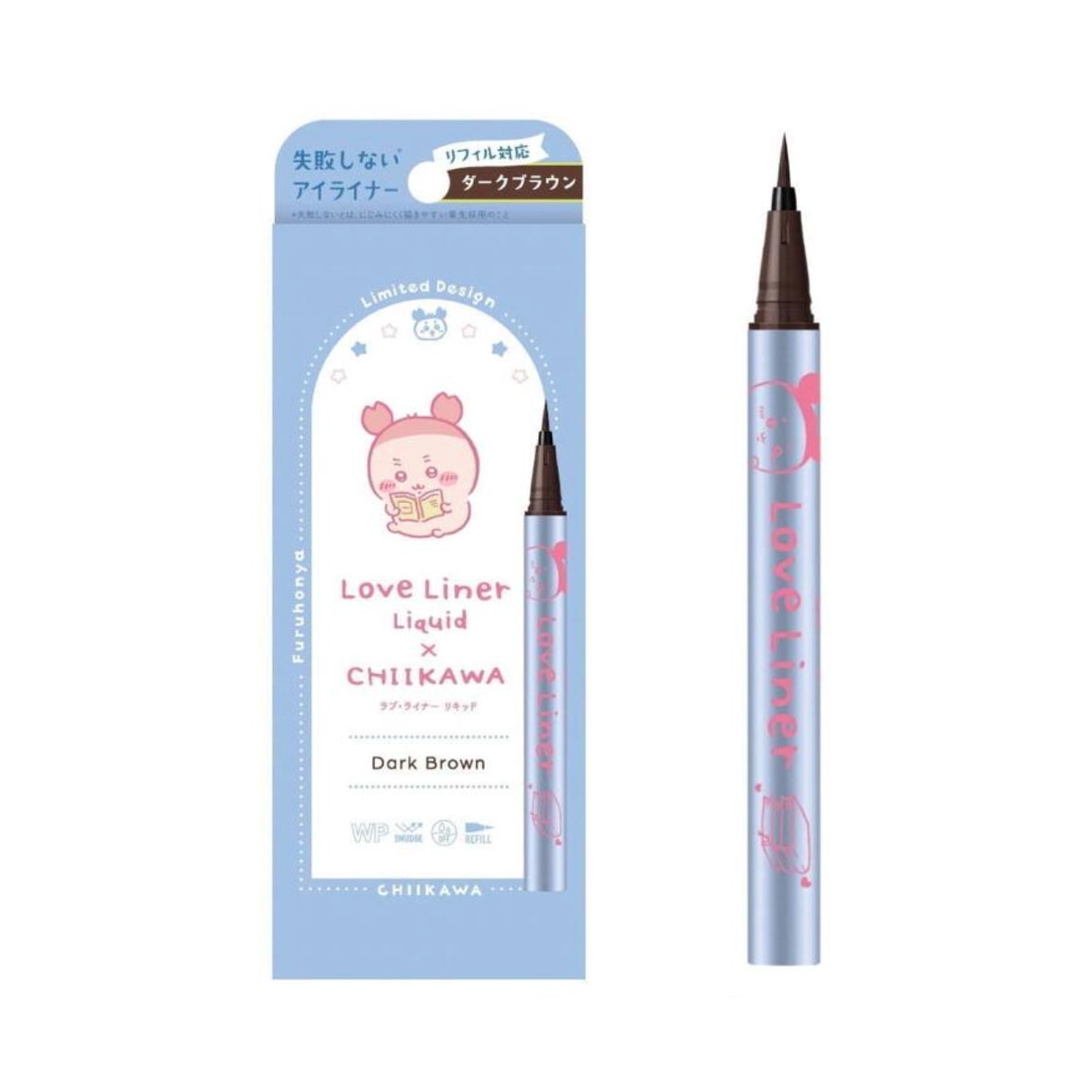 MSH X Chiikawa Love Liner Liquid Eyeliner R4 (Furuhonya-Dark Brown) 日本MSH X 吉伊卡哇 Love Liner极细眼线液笔 R4 (古本屋-深棕色) 0.55ml