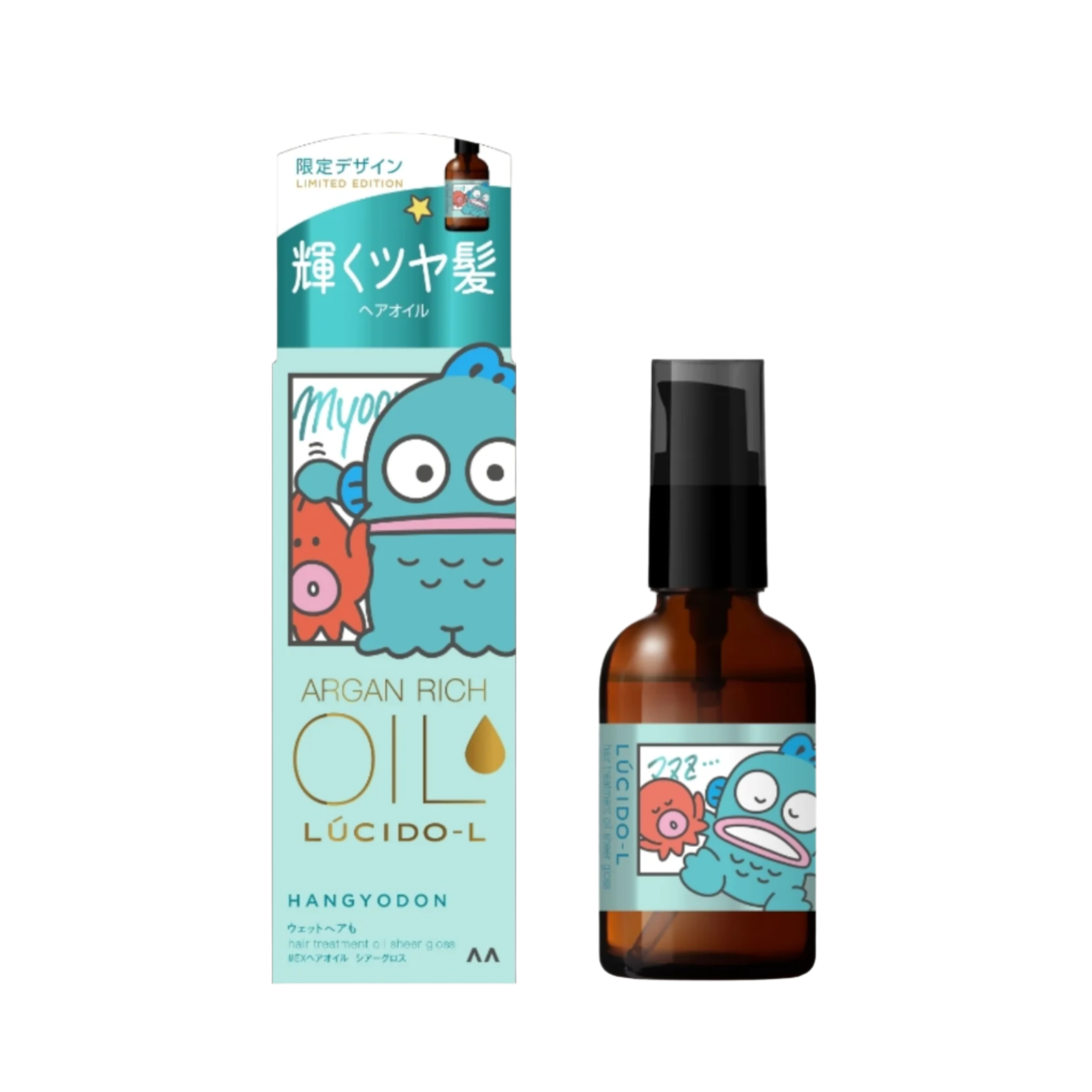 Mandom LUCIDO-L X Sanrio Oil Treatment EX Hair Oil Sheer Gloss Special Design (Hangyodon) 乐丝朵-L x 三丽鸥 摩洛哥护发精华油 亮泽型 (小丑鱼) 60ml