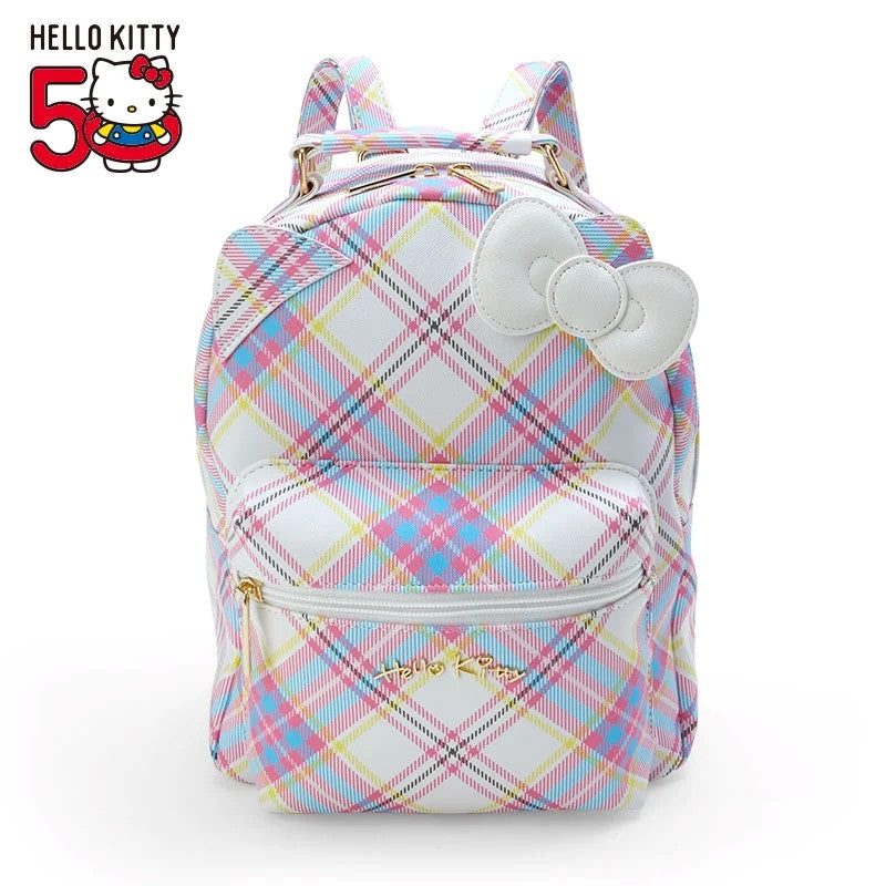 Sanrio Hello Kitty Tartan 50th Anniversary Mini Backpack 三丽鸥 凯蒂猫50周年 皮质迷你背包
