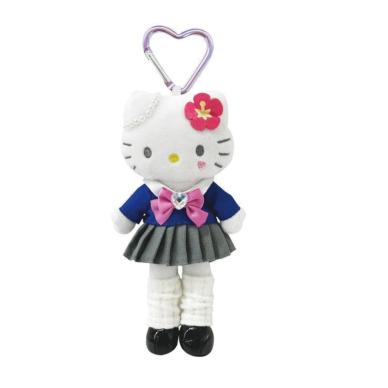 SANRIO Hello Kitty Style Up Mascot (KoGal) 三丽鸥 凯蒂猫绒毛长腿玩偶吊饰 (灰色百褶裙)