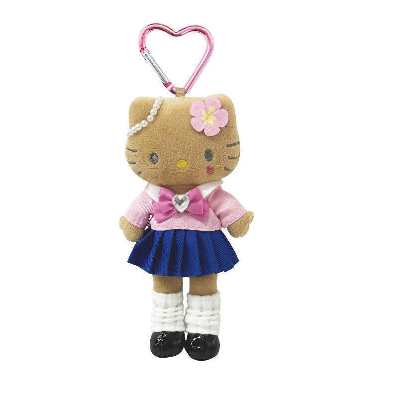 SANRIO Hello Kitty Style Up Mascot (Tanned KoGal) 三丽鸥 凯蒂猫绒毛长腿玩偶吊饰 (蓝色百褶裙)