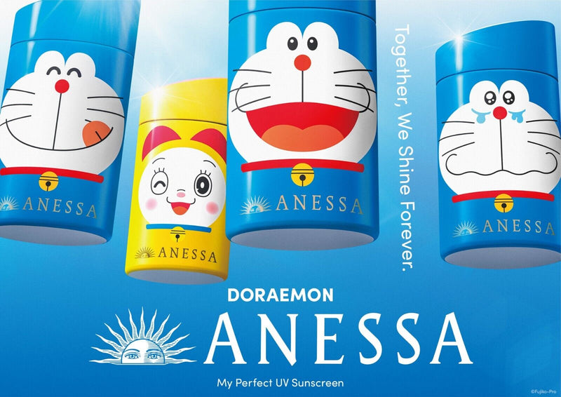 SHISEIDO ANESSA Doraemon Limited Smiling Doraemon Perfect UV Suncreen Skin Care Milk SPF50+ PA++++ DR2 安耐晒 哆啦A梦限定 微笑哆啦A梦金管防晒乳 60ml