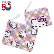 Sanrio Hello Kitty Tartan 50th Anniversary Flat Pouch 2pcs Set 三丽鸥 凯蒂猫50周年 尼龙扁平收纳袋2入组