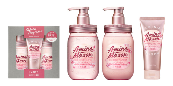 AMINO MASON Sakura Fragrance Seasonal Collection Limited Box Set (Moist) 450ml 日本Amino Mason 限定樱花深层滋润洗护套装 (滋润型)