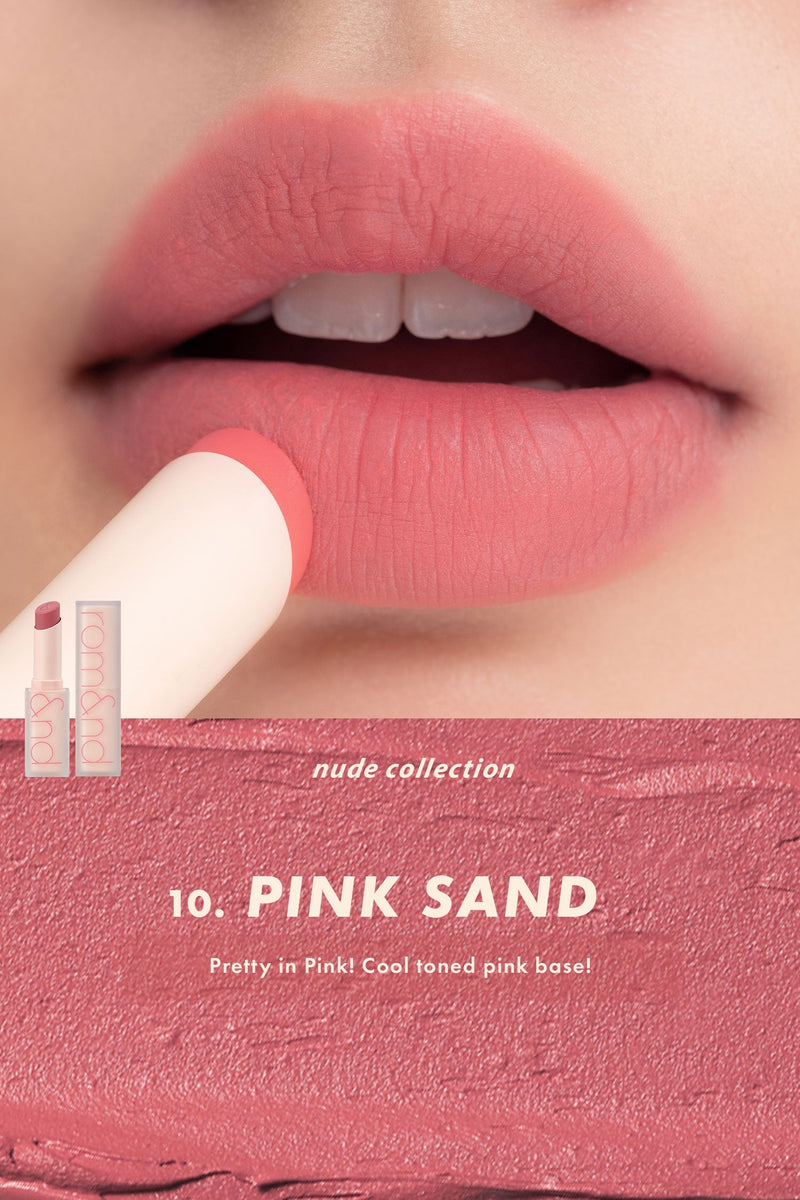 Rom&nd ZERO MATTE LIPSTICK 10 Pink Sand 1PC 韩国rom&nd雾面丝绒哑光方管口红 10 粉红沙滩 1pc
