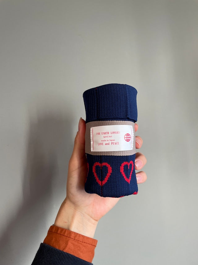 KNT365 Co-Knitty Recycled Tote Bag-Heart Red (0126) 日本KNT365 环保材质针织百褶包 红色心形款 (0126)