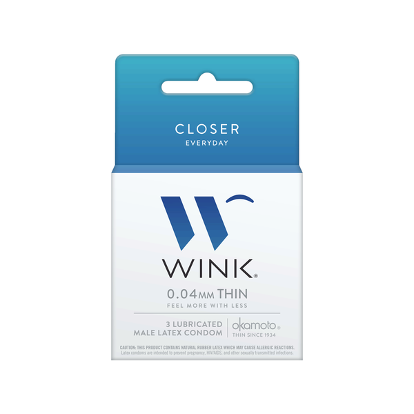 OKAMOTO Wink Closer 0.04mm Thin Latex Condoms 3pcs/box 日本冈本wink系列极薄0.04mm避孕套 3枚/盒