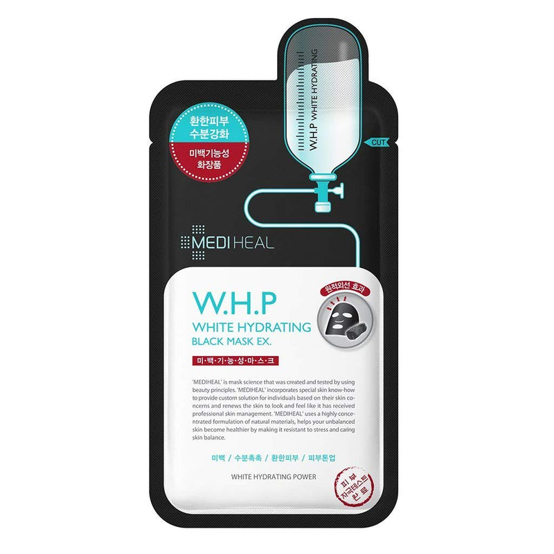 MEDIHEAL W.H.P White Hydrating Charcoal-Mineral Mask EX. (1pc/10pcs) 美白保湿黑炭面膜