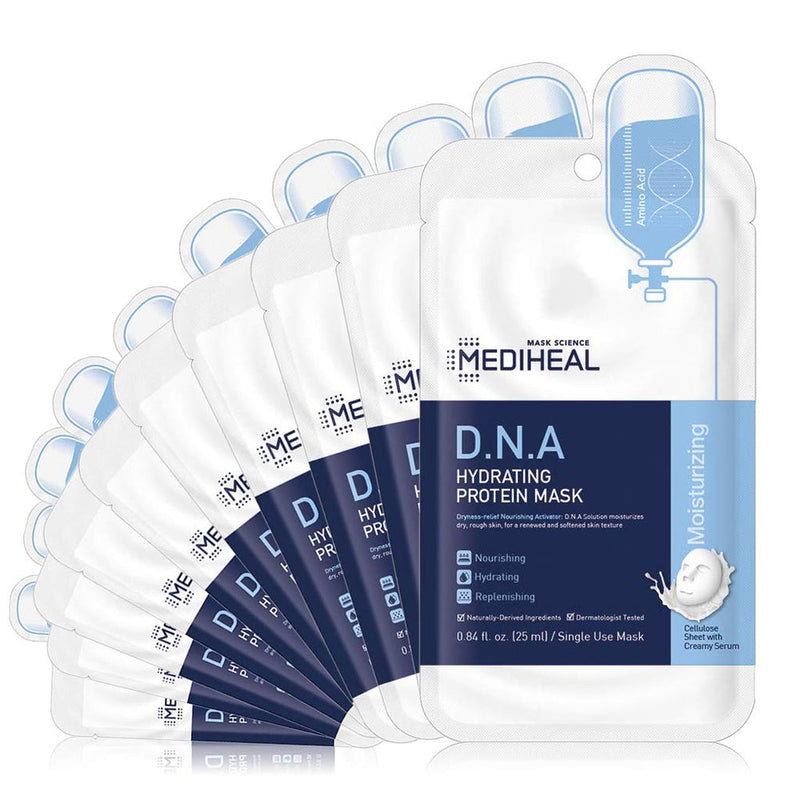 MEDIHEAL D.N.A Hydrating Protein Mask 10pcs/Box 美迪惠尔 D.N.A保湿蛋白面膜 10片/盒