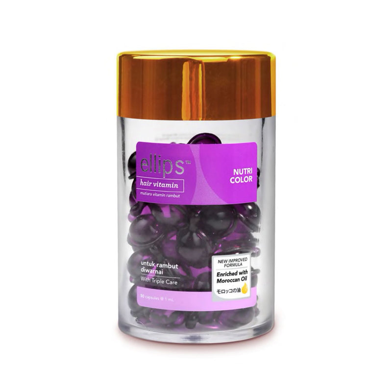 ELLIPS Purple Nutri Color with Triple Care Hair Vitamins Oil 50PCS  意立诗 紫色染发护发精油维他命 50粒