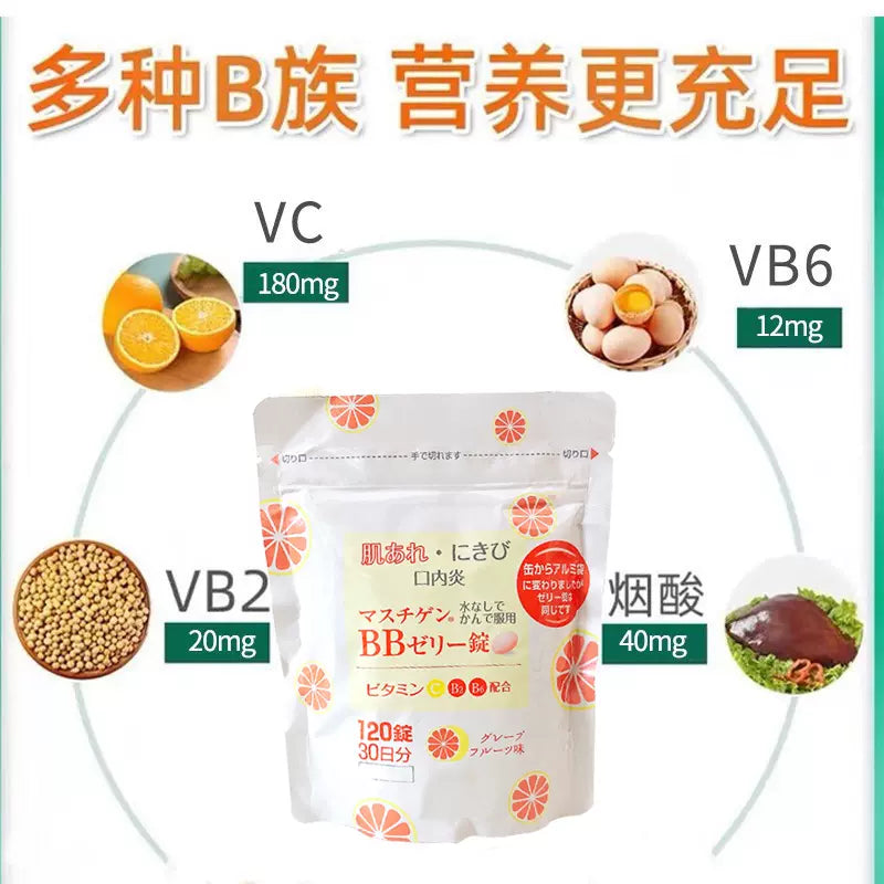 Mastigen Vitamin B Supplement 120 tablets/Bag 日本大木BB成人复合维生素B族保健品 120粒/袋