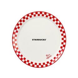 STARBUCKS Korea 2023 Valentine Check Plate 韩国星巴克2023 情人节格子纹盘
