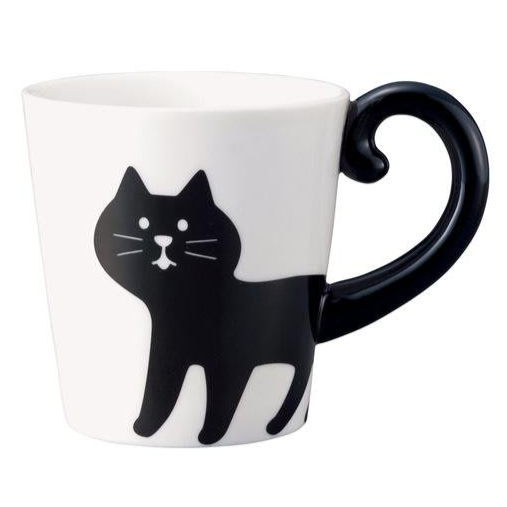 Decole Concombre Cat Tail Mug (Black Cat) 日本Decole Concombre 猫杂货猫尾巴马克杯 (黑猫)