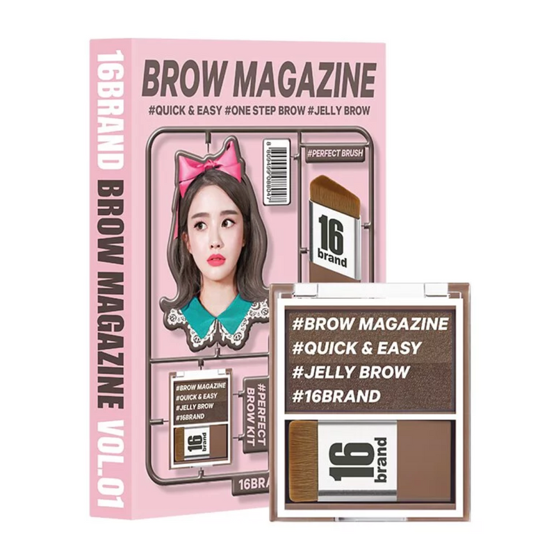 16 BRAND Brow Magazine Eyebrow Palette (Vol.01 Ash Brown) 7.1g 韩国16 BRAND 迷你杂志双色雾感眉彩盘 (Vol.01 褐灰棕) 3.6g