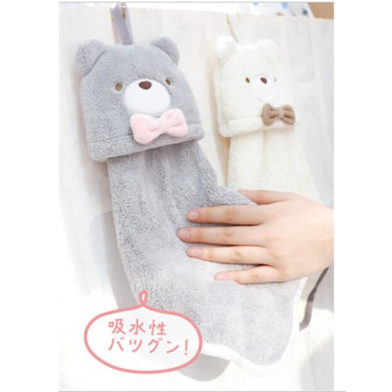 PINE CREATE Happy Bear Mascot Hand Towel (White) 日本PINE CREATE 快乐熊动物造型擦手巾 (白色)