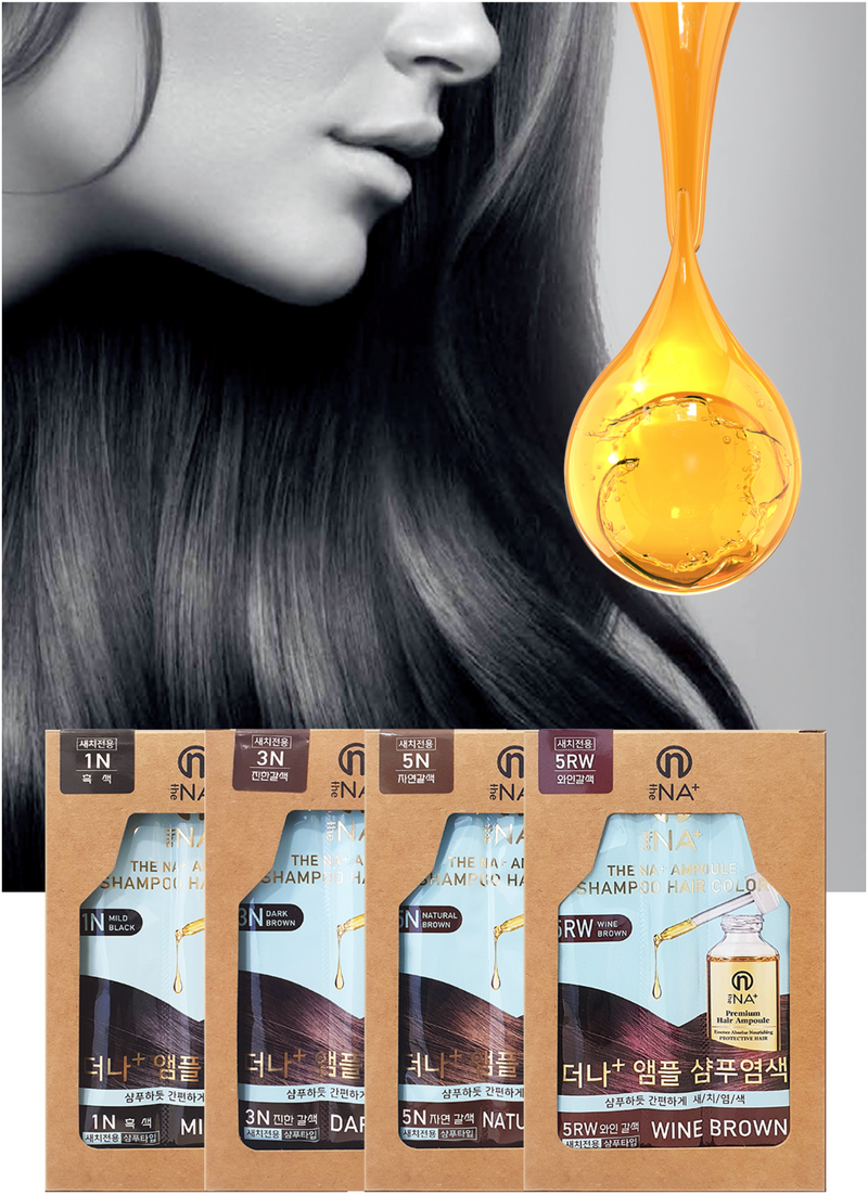 The NA+ Ampoule Shampoo Hair Color (5RW Wine Brown) 4 pcs/Box 韩国The NA+ 安瓶洗发着色剂 (5RW 酒棕色) 4包/盒