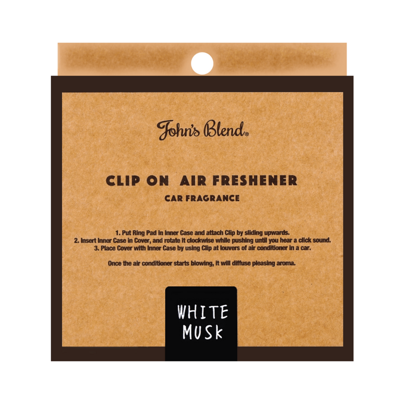 John's Blend Clip-on Air Freshener White Musk 1 Month 日本JOHN’S BLEND 车用芳香剂  (白麝香)