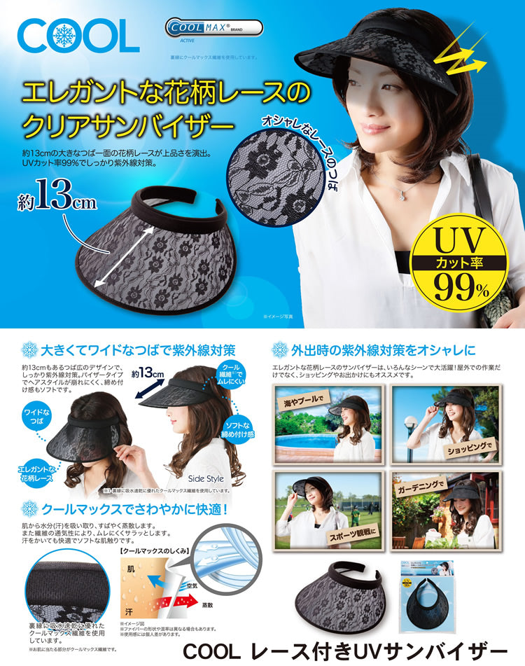 Needs LABO UV Cut Cool Feeling Lace Visor Hat  日本NEEDS LABO 防UV冰感蕾丝太阳帽