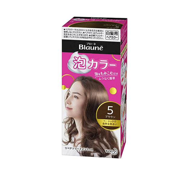 Kao Blaune Bubble Hair Dye 5 Brown 花王白发专用 纯植物温和泡泡染发剂-棕色