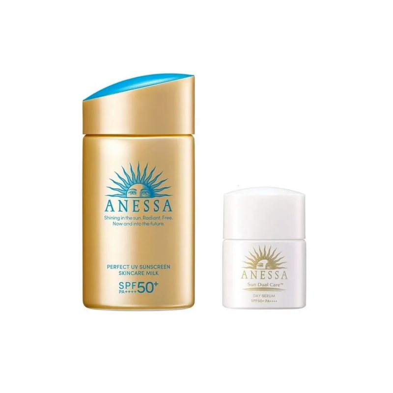 Anessa Perfect UV Sunscreen Skincare Milk N Trial Set 60ml+6ml 日本安耐晒限定组合装 金管防晒乳液60ml+日用防晒护肤精华6ml