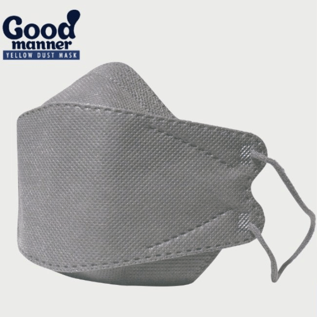 GOOD MANNER Adult KF94 Color Yellow Dust Mask (Gray) 5pc/pack 韩国GOOD MANNER KF94成人口罩 (灰色) 5入/包装