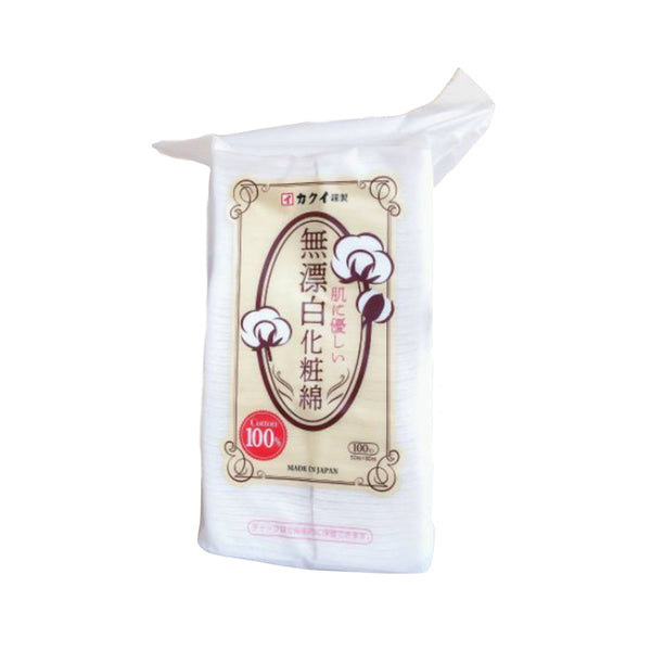 Kakui Pure Natural Facial Cotton100 Sheets 日本KAKUI 天然无漂白纯棉厚化妆棉 100片